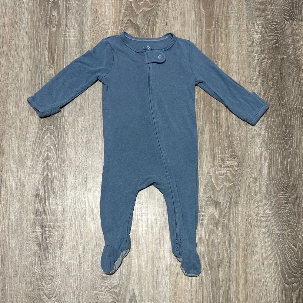 Cloud Island Slate Blue Bamboo Footed One-Piece Zipper Pajamas